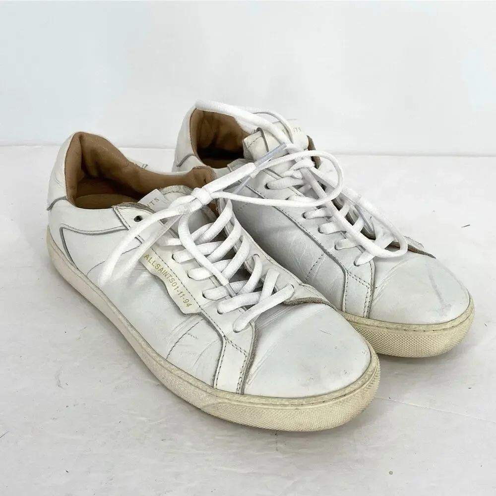 AllSaints Sheer White Leather Low Top Sneakers Women’s EU 37 US 7